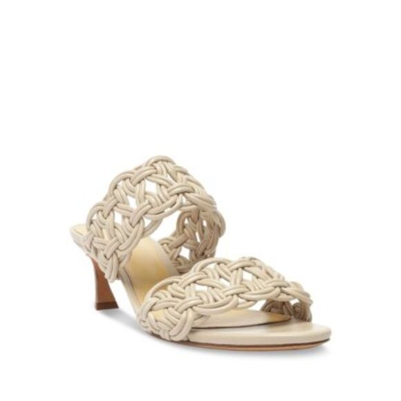 ALEXANDRE BIRMAN Shoes - NWT ALEXANDRE BIRMAN Womens Beige Sammy Flare Slip On Leather Heeled Sandal 37